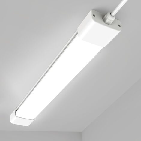 Modlicht-Lot de 5 Tubes LED étanche Blanc 60cm 18W 1980LM 4000K-PC,IP65,110LM/W,Éco 80%,ultra‑plat Réglette LED pour garage atelier cave [Classe E]