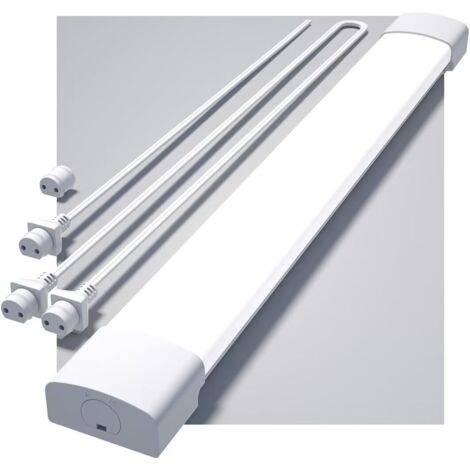 Modlicht Tube LED étanche Blanc 60cm 18W 5000K–avec câble de connexion,PC,IP65,Éco 70%,ultra‑plat Réglette LED pour garage atelier cave [Classe E]
