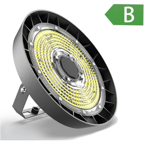 Modlicht Projecteur LED industriel UFO 200W 34000LM 5000K–IP65,lentille 90°,170LM/W,luminaire pour entrepôt, atelier, usine, hall industriel [Classe B]