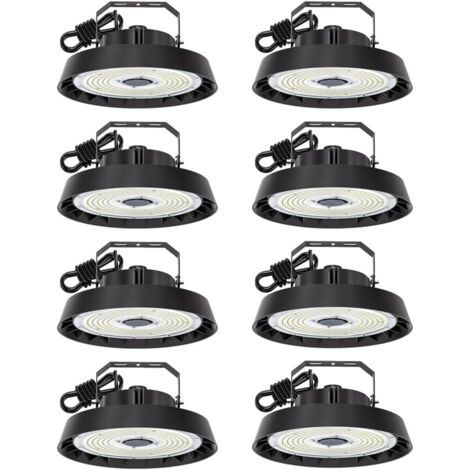 Modlicht-Lot de 8 Projecteurs LED industriel UFO 200W 34000LM 5000K–IP65,lentille 90°,170LM/W,luminaire pour entrepôt, atelier, usine, hall industriel [Classe B]