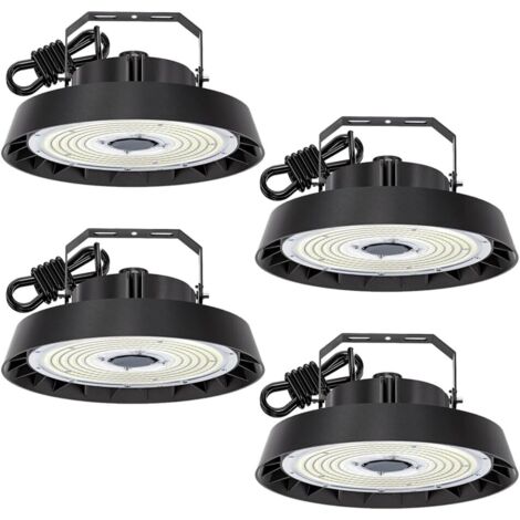 Modlicht-Lot de 4 Projecteurs LED industriel UFO 200W 34000LM 5000K–IP65,lentille 90°,170LM/W,luminaire pour entrepôt, atelier, usine, hall industriel [Classe B]