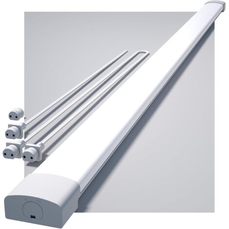 Modlicht Tube LED étanche Blanc 150cm 45W 5000K–avec câble de connexion,PC,IP65,Éco 70%,ultra‑plat Réglette LED pour garage atelier cave [Classe E]