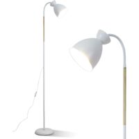 Amdelne Lampadaire LED 159cm Lampe lecture pivotante 360° métal Lampe pour canapé E27 max. 60W pour Salon bureau chambre sans ampoule Blanc