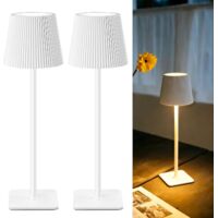 2er Kabellose LED Tischlampe 5.200mAh Akku Touch Dimmbar Tischleuchte Weiß