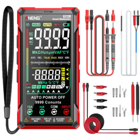 Multimètre numérique rechargeable, testeur tactile intelligent à plage automatique 9999 comptes anti-incendie, mesure de résistance, courant et tensio (1/5)