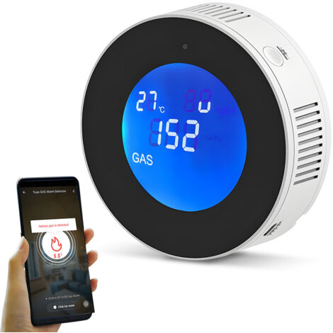 Détecteur de fuites de gaz naturel WiFi pour la maison, avec écran LCD, notifications push sur application mobile en temps réel, installation avec ou (1/5)
