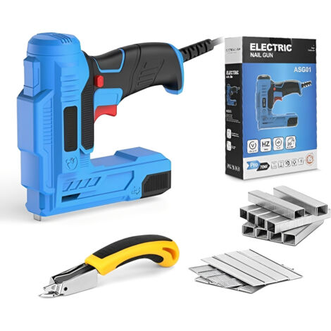 Pistolet à clous électrique 2 en 1, 600 clous droits et 400 clous codés inclus, double usage pour bricolage maison et menuiserie, portable