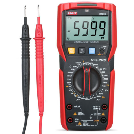 Multimètre numérique UT89X haute précision, mini multimètre universel portable, 6000 points, écran LCD, mesure True RMS, tension AC/DC, courant, résistance (1/5)