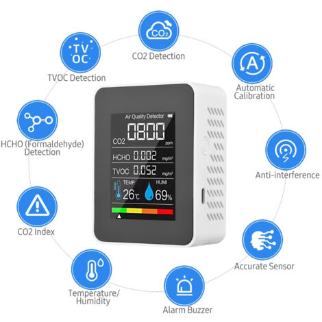 Moniteur de qualité de L'air Intérieur, Détecteur de Dioxyde de Moniteur de qualité de L'air Intérieur, Détecteur de Dioxyde de