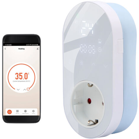 Prise thermostatique numérique WiFi 16A, application Tuya, commande vocale, régulateur 5+1+1 périodes, modes chauffage/refroidissement
