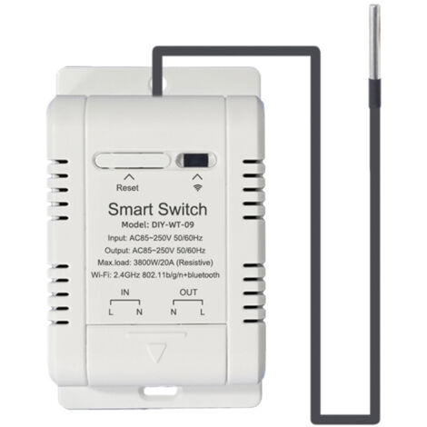 Interrupteur WiFi de température et d'humidité, contrôle via application mobile avec données statistiques, compatible avec Google Assistant,thermostat connecté