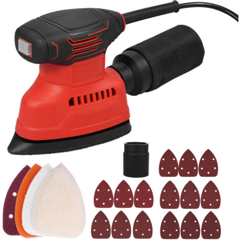 Ponceuse de détail 130 W 1,1 A, moteur puissant 12 000 tr/min, ponceuse électrique avec 15 disques abrasifs(Rouge) (1/5)
