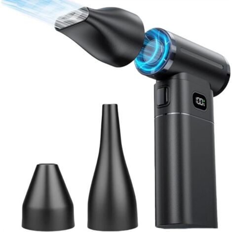 Ventilateur turbo portable et puissant, souffleur de poussière universel à haute vitesse M10 noir, idéal pour le camping et les activités de plein air.