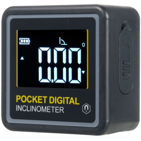 Inclinomètre numérique portable 4 x 90° avec rétroéclairage LCD, rapporteur d'angle numérique, règle d'angle numérique, aimantation simple face(Noir) (1/5)