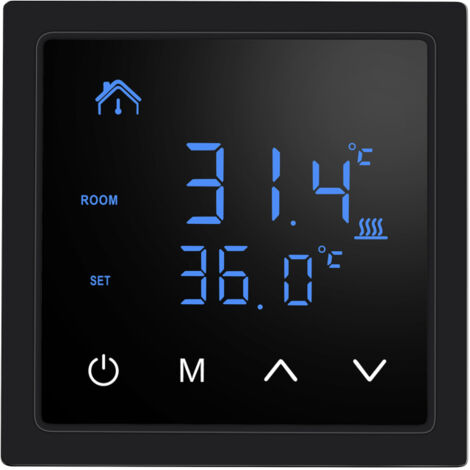 Thermostat intelligent 16A pour chauffage au sol avec écran tactile LED, commande de chauffage électrique 85-265V,thermostat connecté(noir) (1/5)