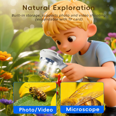 Microscope Loupe Numérique Portable 500X avec 8 LEDs Écran IPS 2 pouces