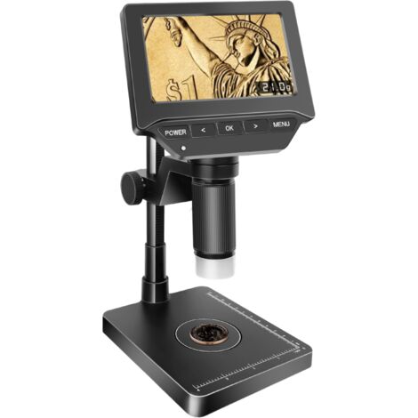 Microscope numérique de précision avec balance, écran numérique 4,3", lumières intégrées, compatible avec Windows et Mac (1/5)