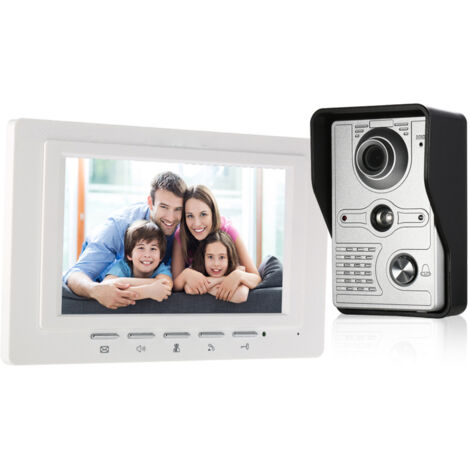 Sonnette vidéo filaire 7 pouces avec moniteur intérieur, caméra extérieure résistante à la pluie et à la lumière IR-CUT, interphone vidéo, audio bidirectionnel