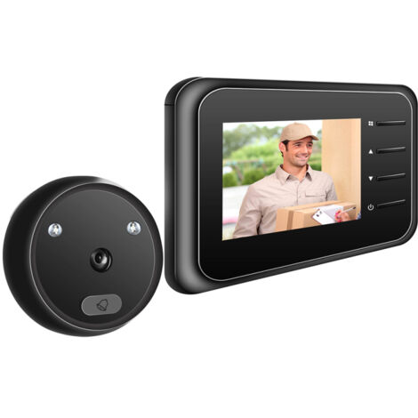 Sonnette vidéo avec judas, caméra de porte et moniteur sans fil. Vision nocturne numérique, prise de photos et surveillance numérique de votre domicile (livraison incluse).