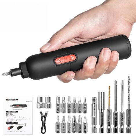 Tournevis électrique sans fil rechargeable 3,6V, moteur puissant 230 tr/min, charge USB-C, 20 embouts compatibles avec meubles (1/5)