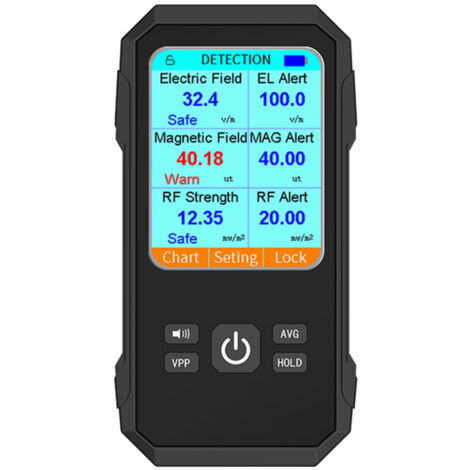 Détecteur multifonctionnel 3 en 1 de champ électrique, champ magnétique et rayonnement RF - Testeur de rayonnement électromagnétique portable - Appareil de mesure des CEM