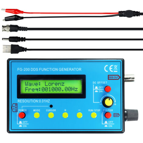 Générateur de signaux fonctionnels FG-200 DDS, fréquencemètre, module source de signaux 0,01 Hz - 500 kHz, formes d'onde sinusoïdales, carrées et en dents de scie (1/5)