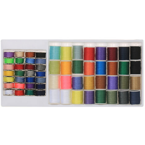 Ensemble de 60 bobines de fil à coudre de couleurs assorties, en métal, compatibles avec les machines à coudre électriques domestiques Brother, Janome, Kenmore et Singer. (1/5)