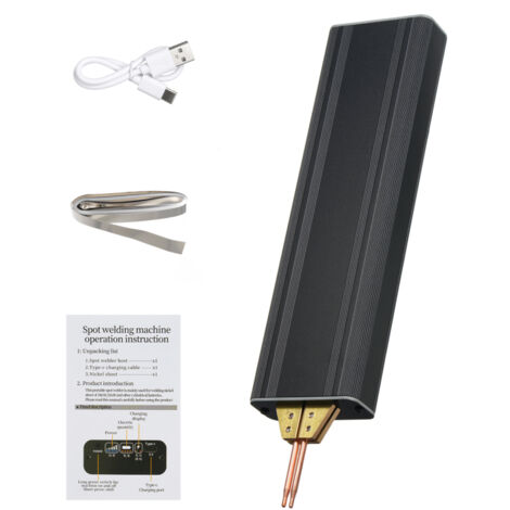 Soudeuse par points portable 5 vitesses réglables pour tôles de nickel 0,1-0,15 mm, chargement USB, batterie lithium 18650