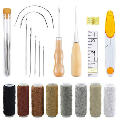 31 pièces de fil ciré pour cuir, outils de couture DIY, accessoires de couture à la main, aiguilles à coudre le cuir, la moquette et la toile.