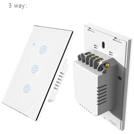 Interrupteur tactile Wi-Fi, panneau de commande intelligent avec voyant LED, panneau en verre trempé, compatible avec l'application Tuya. (1/5)