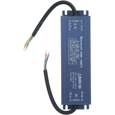 Alimentation LED étanche IP67, transformateur adaptateur secteur 110-240 V CA vers 24 V CC, 100 W, tension de sortie constante, pour ruban LED, caisson lumineux extérieur, enseigne lumineuse. (1/5)