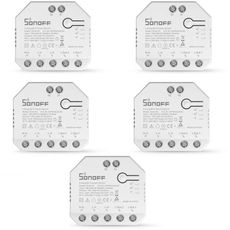 Interrupteur intelligent Sonoff WiFi DualR3, mesure de puissance, double relais, compatible Google Assistant, pour rideaux, stores, volets roulants, bidirectionnel