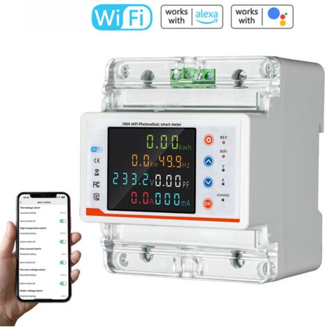 Disjoncteur intelligent WiFi Tuya, compteur d'énergie bidirectionnel, interrupteur de réenclenchement, protections multiples, programmation horaire