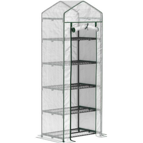 Mini serre à cinq étagères de 193 cm - Blanche,serre tunnel de jardin (1/5)