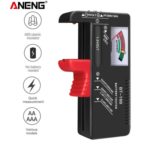 Outil de test de piles, compatible avec piles bouton, AA, AAA, 1,5V/9V, affichage universel à pointeur fiable pour vérifier l'état des piles pratique (1/5)