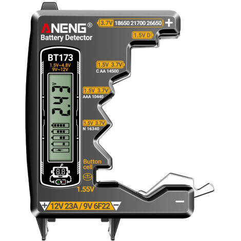 Testeur de batterie numérique, outil de mesure de tension avec plage de mesure 1,5-4,8V et 9V-12V, compatible avec les piles bouton et universelles (1/5)