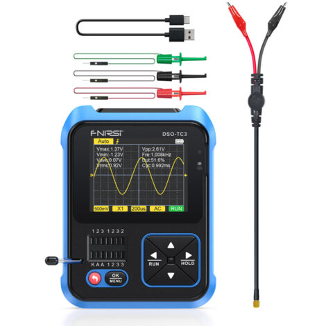 Oscilloscope numérique 3 en 1, tester de transistors, générateur de signaux, affichage TFT 2.4 pouces, débit d'échantillonnage 10MS/s