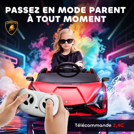 Lamborghini Sian Électrique Enfant 12V - Télécommande 2.4GHz - Roues Gomme - Siège Cuir - Portes Papillon - 2 Moteurs - Rose - 1-4 Ans
