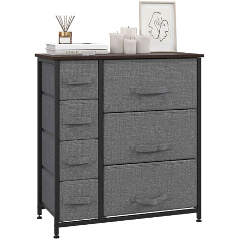 Commode Avec Tiroirs Pliables En Tissu,bois Mélaminé,structure En Acier Marron 99361558
