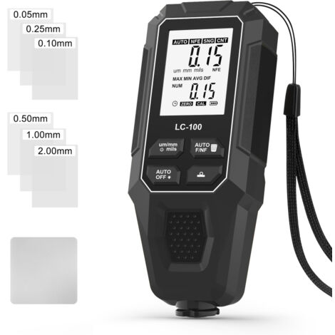 Jauge d'épaisseur de revêtement de peinture automobile, 0-2000 µm, sonde Fe et NFe pour la mesure des revêtements électrolytiques et métalliques