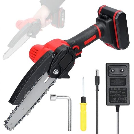 Scie d'élagage électrique 21 V, 15 cm, moteur à balais, scie à chaîne pour bois, outil jardin verger