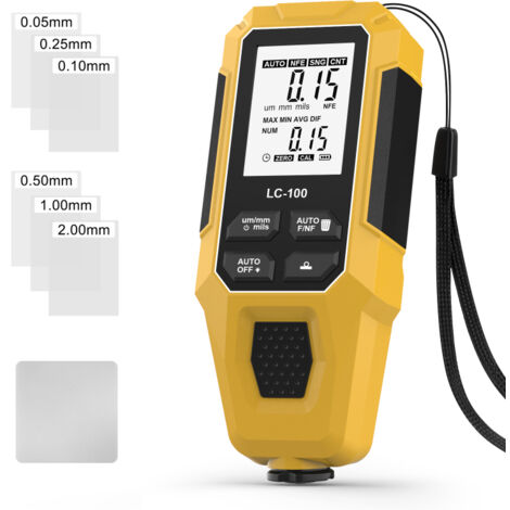 Jauge d'épaisseur de revêtement de peinture automobile, 0-2000 µm, sonde Fe et NFe pour la mesure des revêtements électrolytiques et métalliques