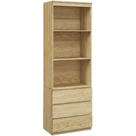 Bibliothèque de 180 cm de haut, avec étagères et tiroirs , Effet bois (1/5)