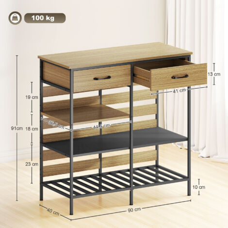 Homgoday Meuble à Roulettes Chêne Fumé 55x40x91 Cm - Armoire De Rangement Avec Étagères Et Portes