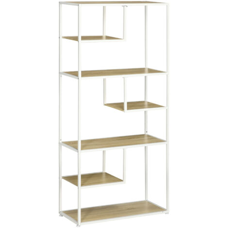 Étagère de rangement à 7 niveaux, style industriel, structure en acier, 83 x 34 x 180 cm, bibliothèque, chêne (1/5)