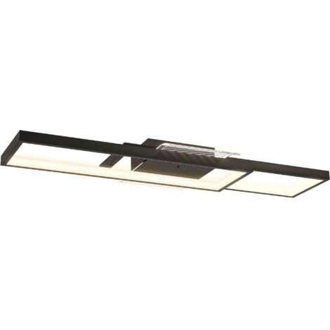 Plafonnier rectangulaire LED, 43 W, 3000,6000 K, 4600 lm, télécommande, 70 x 30 cm, noir (1/5)