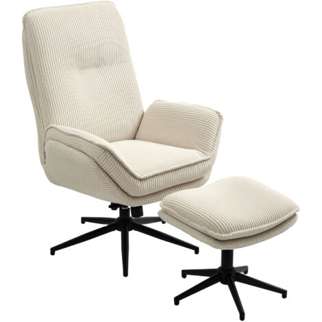 Fauteuil de salon avec repose,pieds, pivotant, dossier inclinable, assise rembourrée, 72 x 83 x 107 cm, beige (1/5)
