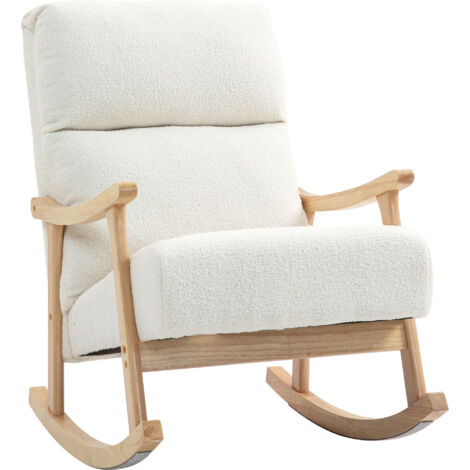 Fauteuil pivotant à bascule en velours peluche avec assise rembourrée et dossier ergonomique, 65 x 90 x 98 cm, crème (1/5)