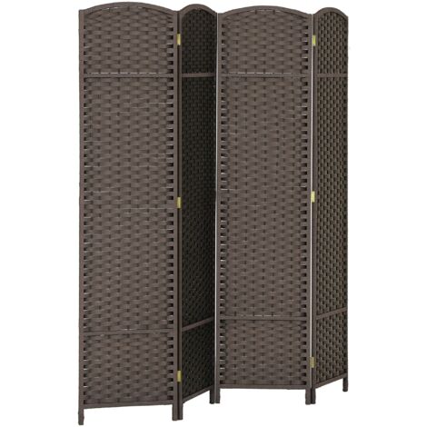Paravent pliable à 4 panneaux, autoportant, pour préserver votre intimité dans le salon, la chambre ou le bureau, 160 x 170 cm, marron (1/5)