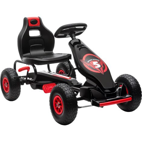 Karting à pédales pour enfants, avec siège réglable et pneus gonflables , Rouge